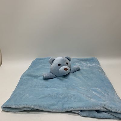 Selimut Keamanan Bayi Beruang Biru OEM Mainan Bayi Lembut Lembut Bayi