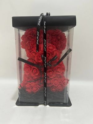 2024 Hari Valentine Hadiah Terbaik Red Rose Bear Mainan Plastik