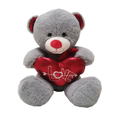 10.24in 26 cm Hari Kasih Sayang Mainan Mewah Putih Teddy Bear Memegang Hati Hypoallergenic