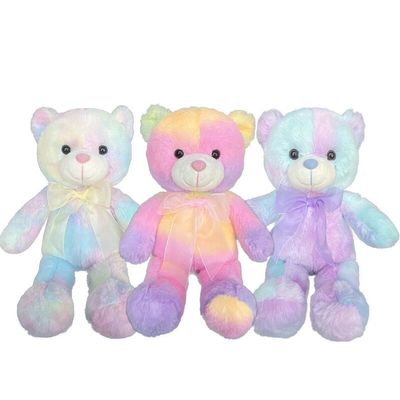 35cm 13.78in Hadiah Stuffed Animal Light Pink Tie Dye Teddy Bear Fungsi Rekaman