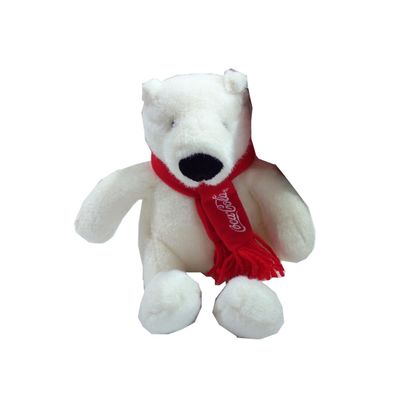 Hadiah 29cm 11,42 Inch Stuffed Animal White Bear Coca Cola Dengan Syal Merah