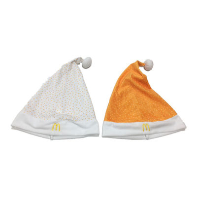 40cm 15.75in McDonald'S Personalized Santa Christmas Hats Untuk Dewasa Emas Dan Putih
