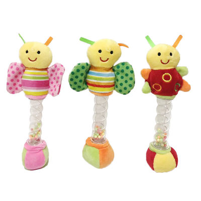 3 Asstd Colourful Stuffed Bean Plush Toys Hand Grab Stick untuk Bayi
