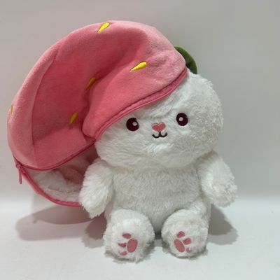 25cm 10&quot; Pink&amp; White Easter Plush Toy Bunny Rabbit Dipenuhi Hewan di Strawberry