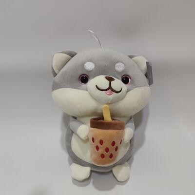 Boneka Shiba Inu Super Lembut & Empuk 20cm Memeluk Cangkir Bubble Tea