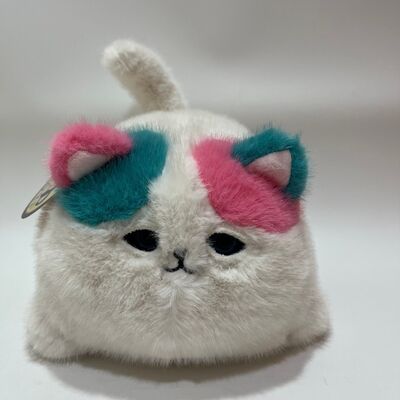 Mainan Mewah Kucing Berkedip Mendengkur Lembut Imut Mengeong Interaktif Anak Kucing Merah Muda Teal Berbulu Panjang Pereda Stres Pendamping