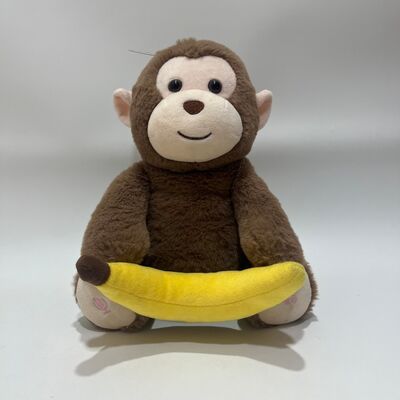 Mainan Mewah Monyet Mengintip-intip Interaktif dengan Fungsi Rekaman dan Bernyanyi Memegang Pisang Hewan Boneka Petak Umpet