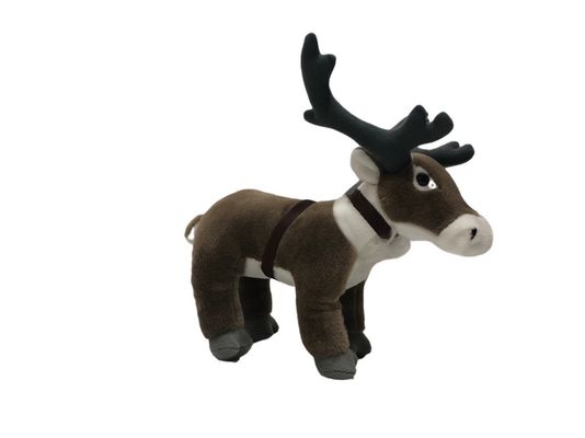 Unisex 20CM Christmas Reindeer Ramah Lingkungan Stuffed Animals Harness Printing Lapland