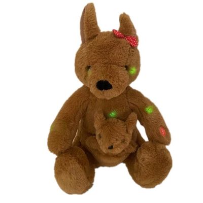 Baby Brown Cute Fuzzy Plush Mainan Kanguru 30 Cm Dengan Lampu LED Dan Lullaby