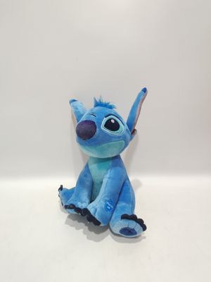 Mainan berbulu bicara duduk Stitch lucu, dengan ketinggian 7,09 inci dan 11,02 inci