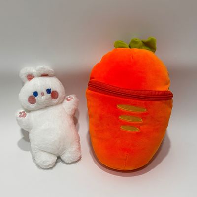 Mainan Plush Cute Dipenuhi dengan Zipper Karot berbentuk kelinci