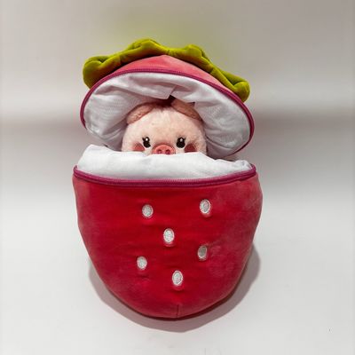 Mainan Plush Cute Dipenuhi Dengan Zipper Bentuk Strawberry Babi Kecil