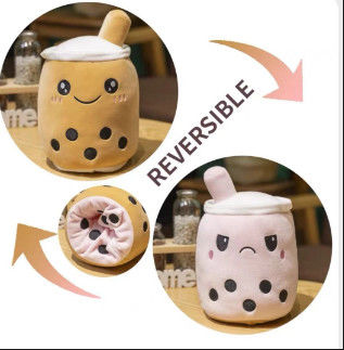 Custom Logo Double-sided Reversible Warna Susu Teh Cup Plush Mainan