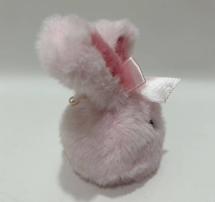 100% PP Cotton Cute Stress Ball & Animal Plush Diisi Pink Bunny Toy Dengan Keychain