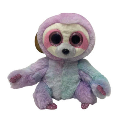 Rekaman Logo Khusus Dan Mengulangi Kiri Dan Kanan Gerak Ungu Pink Tie-Dye Sloth Plush Toy