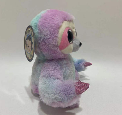Rekaman Logo Khusus Dan Mengulangi Kiri Dan Kanan Gerak Ungu Pink Tie-Dye Sloth Plush Toy
