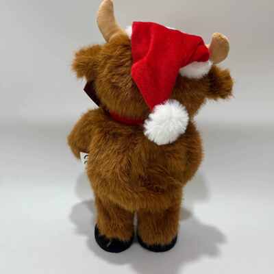 Bernyanyi & Menari Natal Highland Cow Plush Toy Musical Animasi Hewan Isi Natal Highland Cow Boneka