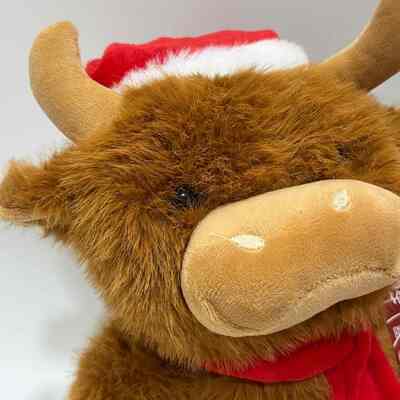 Bernyanyi & Menari Natal Highland Cow Plush Toy Musical Animasi Hewan Isi Natal Highland Cow Boneka