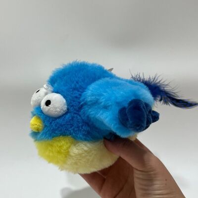 Mainan Boneka Burung Gemuk Biru dengan Suara Tekan untuk Berbunyi Burung Lucu Mainan Penghilang Stres Interaktif Boneka Isi