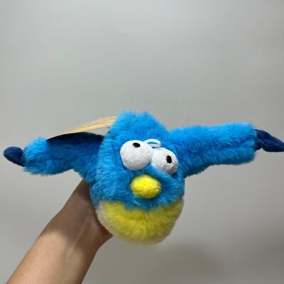 Mainan Boneka Burung Gemuk Biru dengan Suara Tekan untuk Berbunyi Burung Lucu Mainan Penghilang Stres Interaktif Boneka Isi