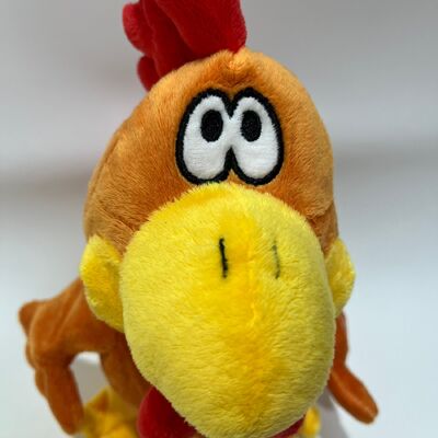 Mainan Plush Ayam Berambut Panjang Kuning dengan Tarik Leher Menyikik Bernyanyi & Menari Boneka Kokol Lucu Mainan Relaksasi Stres Interaktif