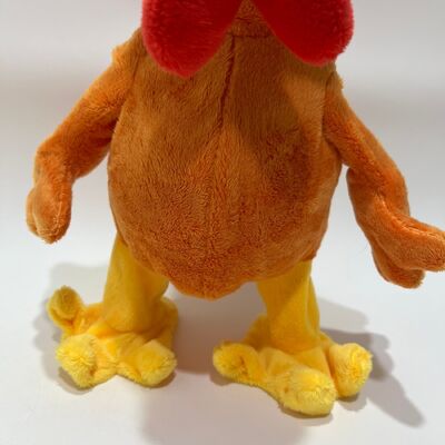 Mainan Plush Ayam Berambut Panjang Kuning dengan Tarik Leher Menyikik Bernyanyi & Menari Boneka Kokol Lucu Mainan Relaksasi Stres Interaktif