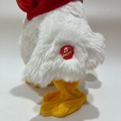 White Chicken Plush Toy with Neck-Pull Clucking Singing & Dancing Funny Rooster Doll Interactive Stress Relief Toy