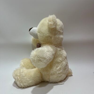 Boneka Beruang Teddy Krim Nyanyi & Bertepuk Tangan Interaktif Beruang Musik Hewan Boneka Klasik Pita Kotak-kotak