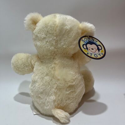 Boneka Beruang Teddy Krim Nyanyi & Bertepuk Tangan Interaktif Beruang Musik Hewan Boneka Klasik Pita Kotak-kotak