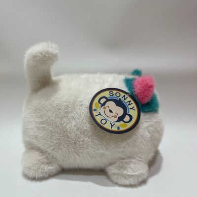 Mainan Mewah Kucing Berkedip Mendengkur Lembut Imut Mengeong Interaktif Anak Kucing Merah Muda Teal Berbulu Panjang Pereda Stres Pendamping