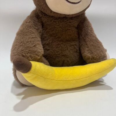 Mainan Mewah Monyet Mengintip-intip Interaktif dengan Fungsi Rekaman dan Bernyanyi Memegang Pisang Hewan Boneka Petak Umpet