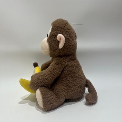 Mainan Mewah Monyet Mengintip-intip Interaktif dengan Fungsi Rekaman dan Bernyanyi Memegang Pisang Hewan Boneka Petak Umpet