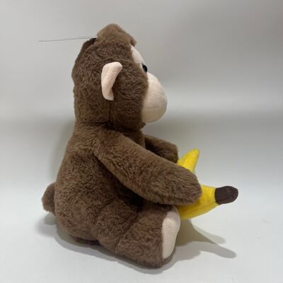 Mainan Mewah Monyet Mengintip-intip Interaktif dengan Fungsi Rekaman dan Bernyanyi Memegang Pisang Hewan Boneka Petak Umpet
