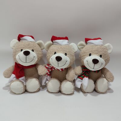 3 Beruang Plush Natal Campuran Set Hadiah Boneka Teddy Lembut Liburan